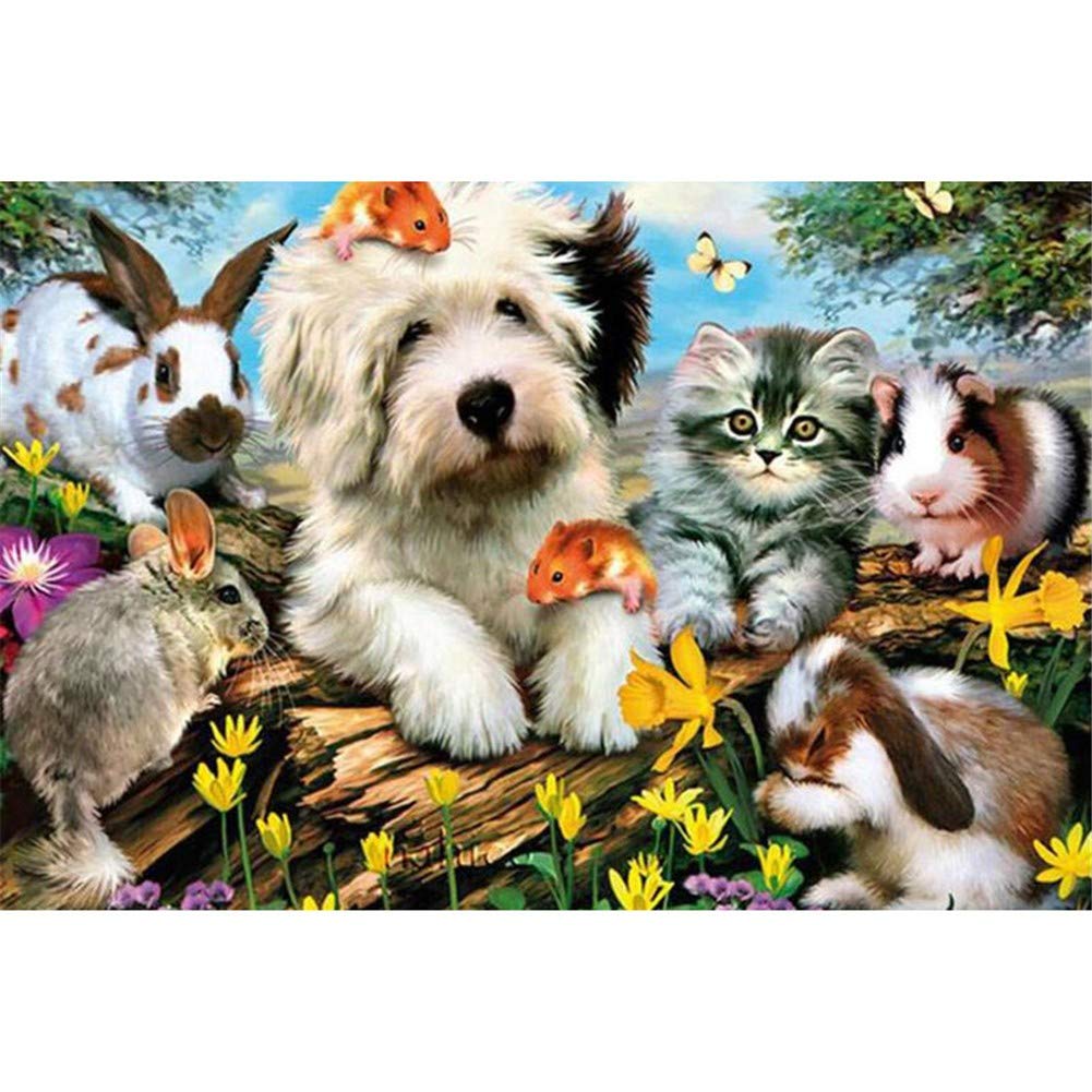 Kit Diamant Peinture Chat Chiot 60x80cm Broderie Complet