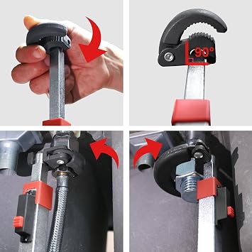 HAUTMEC 280-460mm(11-18) Telescoping Basin Wrench, Sink Faucet Wrench for Tight Spaces with Replaceable Jaws Capacity 32-64mm(1-1/4''to 2-1/2), Plumbing Wrenches Tools for Faucet Hex Nuts under Sink