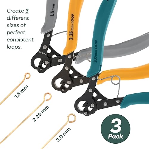 Miniatura 6 de The Beadsmith Paquete Combo de Alicates de Bucle de Un Paso  Incluye alicates de bucle de 1.5 mm, 2.25 mm y 3 mm, usar con alambre de manualidades