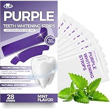 Purple Teeth Whitening Strips, 28 Teeth Whitener Strips Set, Purple Deep Cleanse Teeth Whitening Strips, Enamel Friendly Formula, Effectively Remove Yellow Stains, Gentle Daily Dental Care Mint