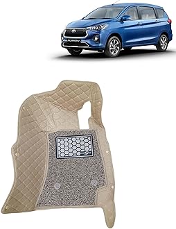 KINGSWAY Accessories Premium 7D Car Floor Mats Only Compatible with Toyota Rumion Year 2023 Onwards All Model, Set of 4 Pcs, 100% Waterproof & Washable Luxury 7D Car Foot Mats, Beige