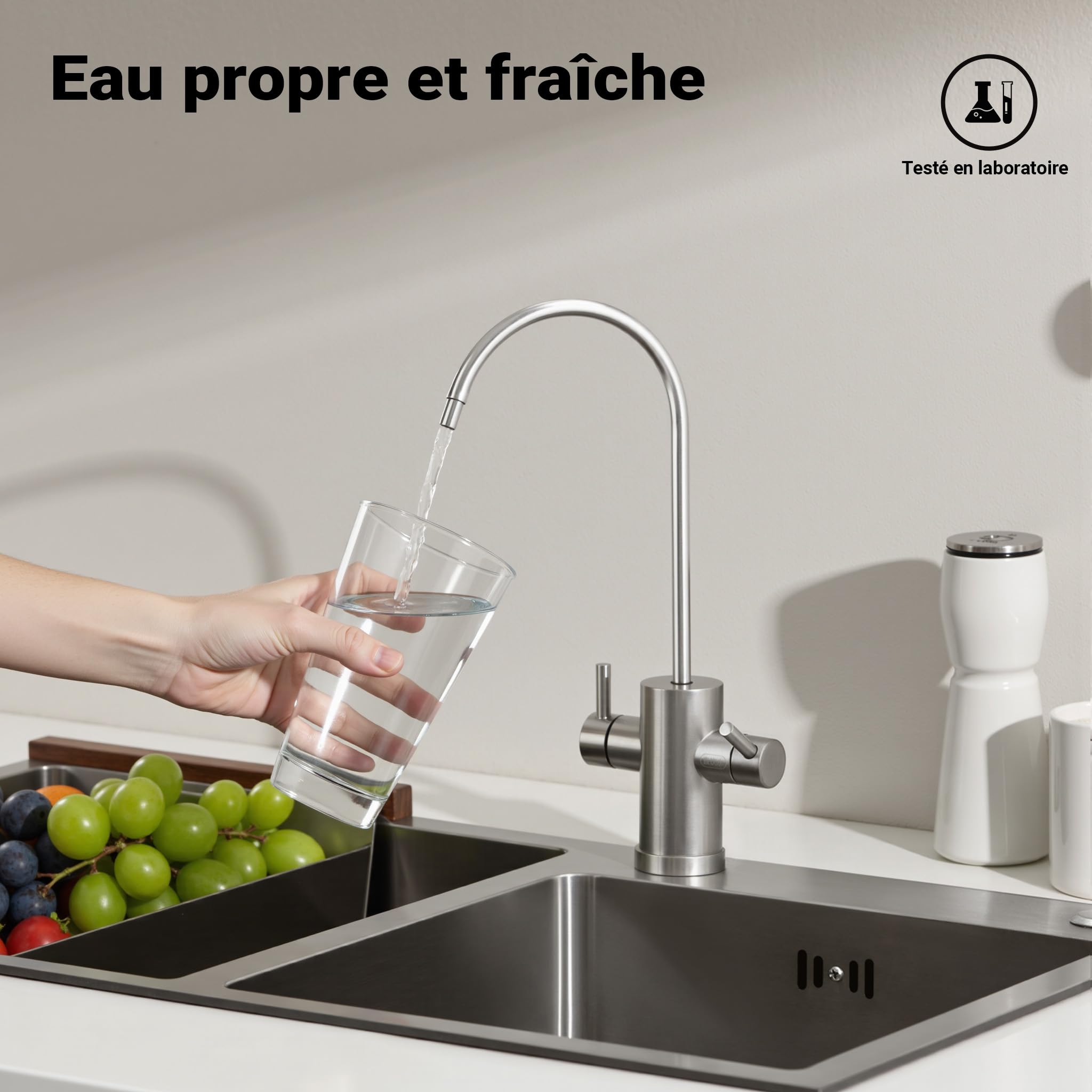 Naturewater Système osmose inverse 6 étapes (RO) – 510 x 380 x 185 mm – 180 l/jour – avec lumière UV et pompe de surpression – Filtre charbon actif et sédiments – Eau potable