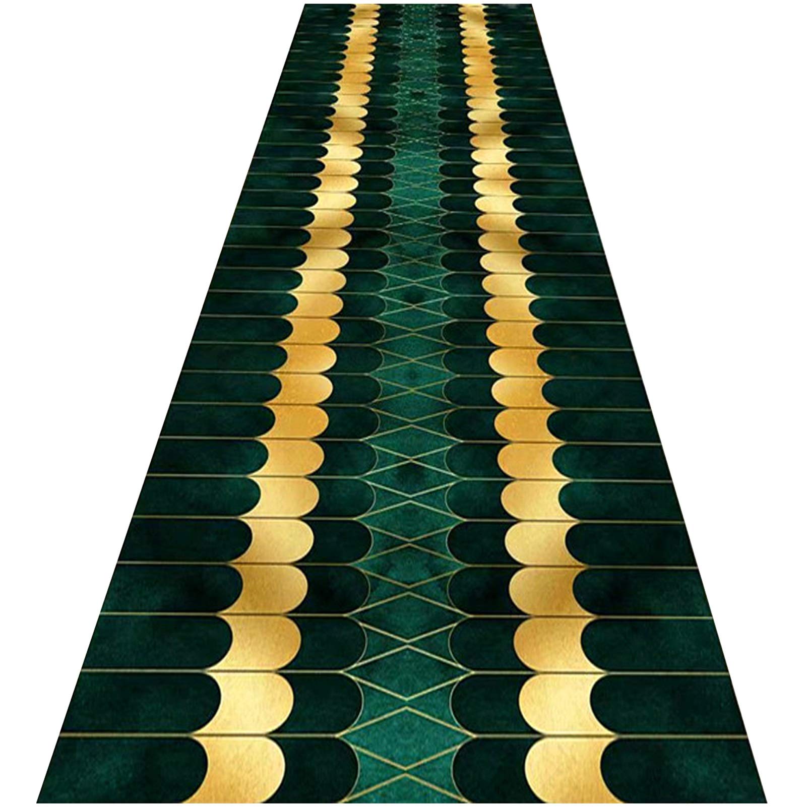 YJRBZ Carpets Runners Rugs for Hallway, Luxury Green Gold Kitchen Narrow Corridor Long Carpets, Length 1m/1.5m/2m/2.5m/3m/3.5m/4m/4.5m/5m/5.5m/6m (Size : 80×600cm)
