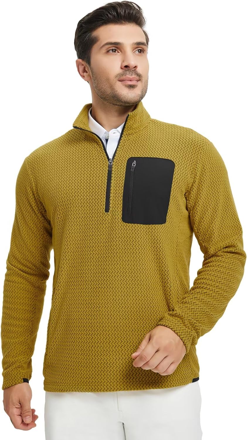 M MAELREG Quarter Zip Pullover Men Midweight Dry Fit Winter Warm Stretchy Golf 1/4 Zip Pullover Mens Sweatshirt with Pocket - Image 2