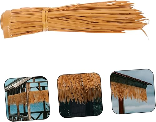 Miniatura 2 de Yardwe 4 unids paja techo material paja techo Ridge Cap pato ciego material imitación paja paja falso pato ciego hierba Tiki bar viento carillón