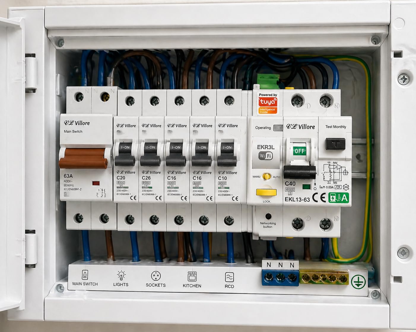 Différentiel auto-réarmable Wi-Fi intégré super immunisé - RCBO différentiel avec magnétothermique intégrée - Classe A 40 A 30 mA 6 Ka Disjoncteur réarmable rail DIN