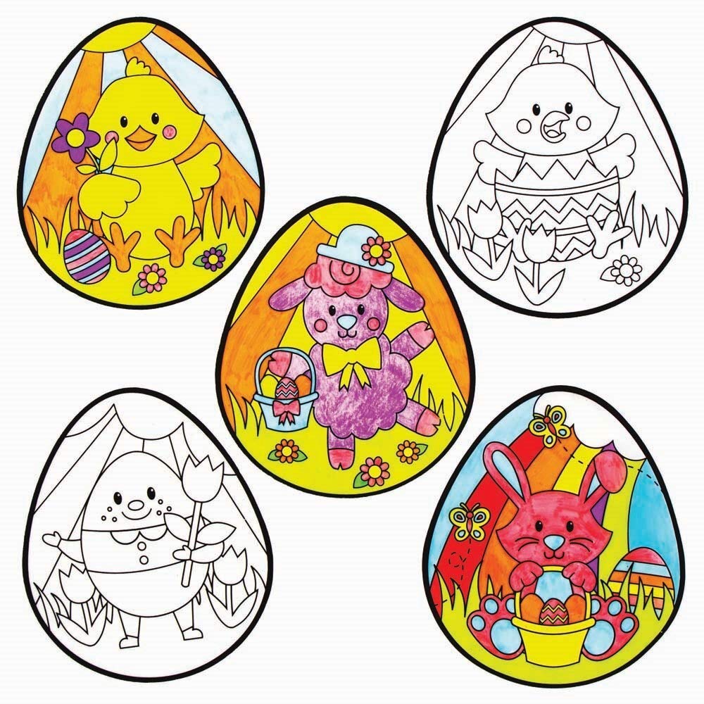 Baker Ross Easter Colour In Window Decorations - Pack of 12, Easter Crafts for Kids (AX711)