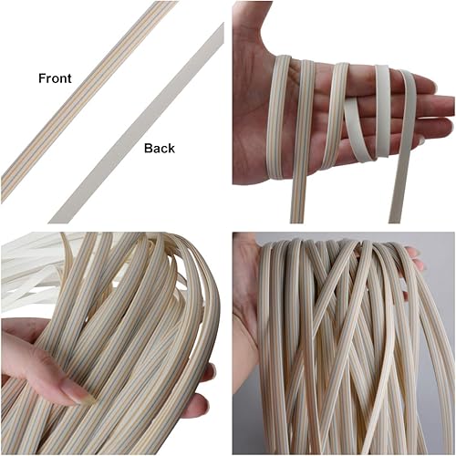 Miniatura 30 de Queenbox Ratán sintético plano de 0.3 pulgadas x 196 pies (196.9 ft), materiales de reparación de ratán de polietileno de plástico de 0.315 in