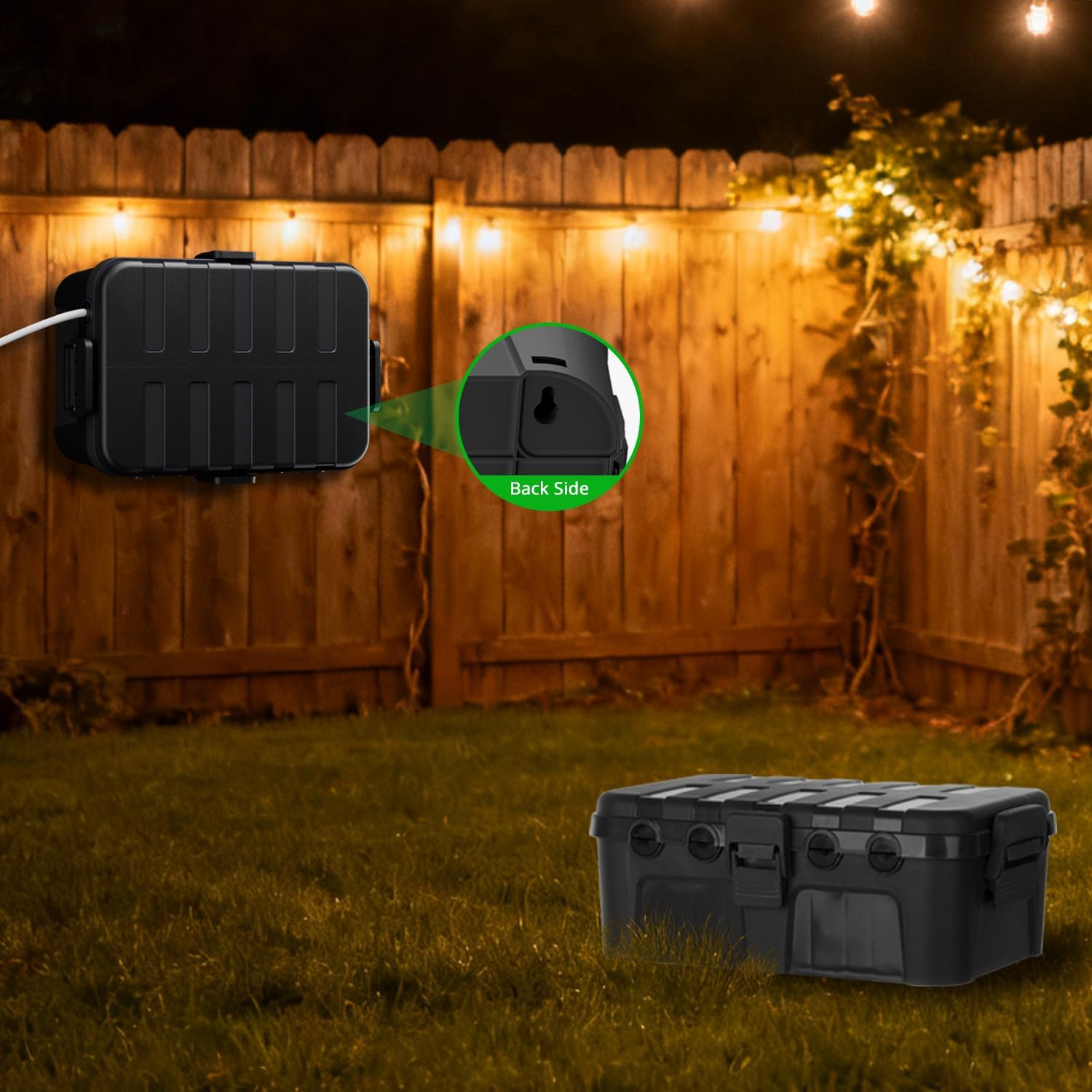 QUOBAS Extra Large Outdoor Electrical Box Waterproof, IP54 Weatherproof Extension Cord Cover, Outdoor Plug Cover Protect Outlet, Plug, Power Strip, Tools, Holiday Light, Black