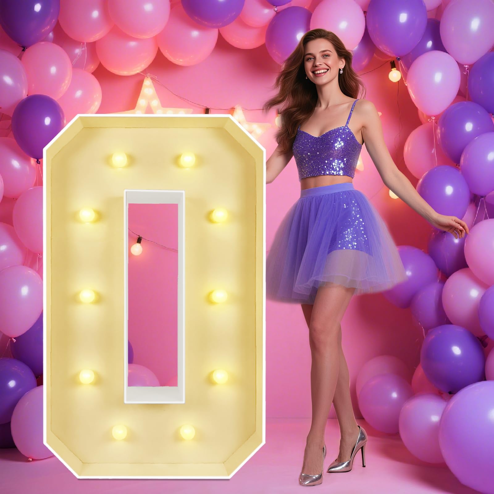 2.3FT Marquee Light Up Numbers 0, Big Marquee Letter for Baby Shower Birthday Engagement Wedding Party Decor 2026 Graduation Grad Decorations, Easy to Assemble,70cm/28in