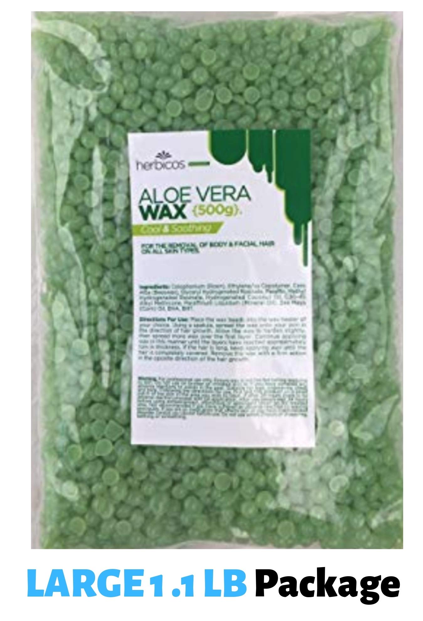HERBICOSHuini Body Hair Remover Hard Wax Beans Aloe Vera All Skin - 17.64 oz