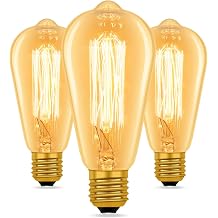 Caldarax ST64 Vintage Light Bulbs E27 Edison Screw Dimmable, Squirrel Cage Shaped Filament Bulb, Amber Glass 2200K Warm White, Retro Industrial Style Bulb for Ceiling, Chandelier, 60, Watt, 3 Packs [Energy Class G]