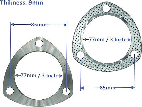 Miniatura 4 de Kit de conexión de brida de escape de 3 pernos de 2.5 pulgadas, brida y junta para cabezales de escape Turbo Downpipe Catback de acero inoxidable