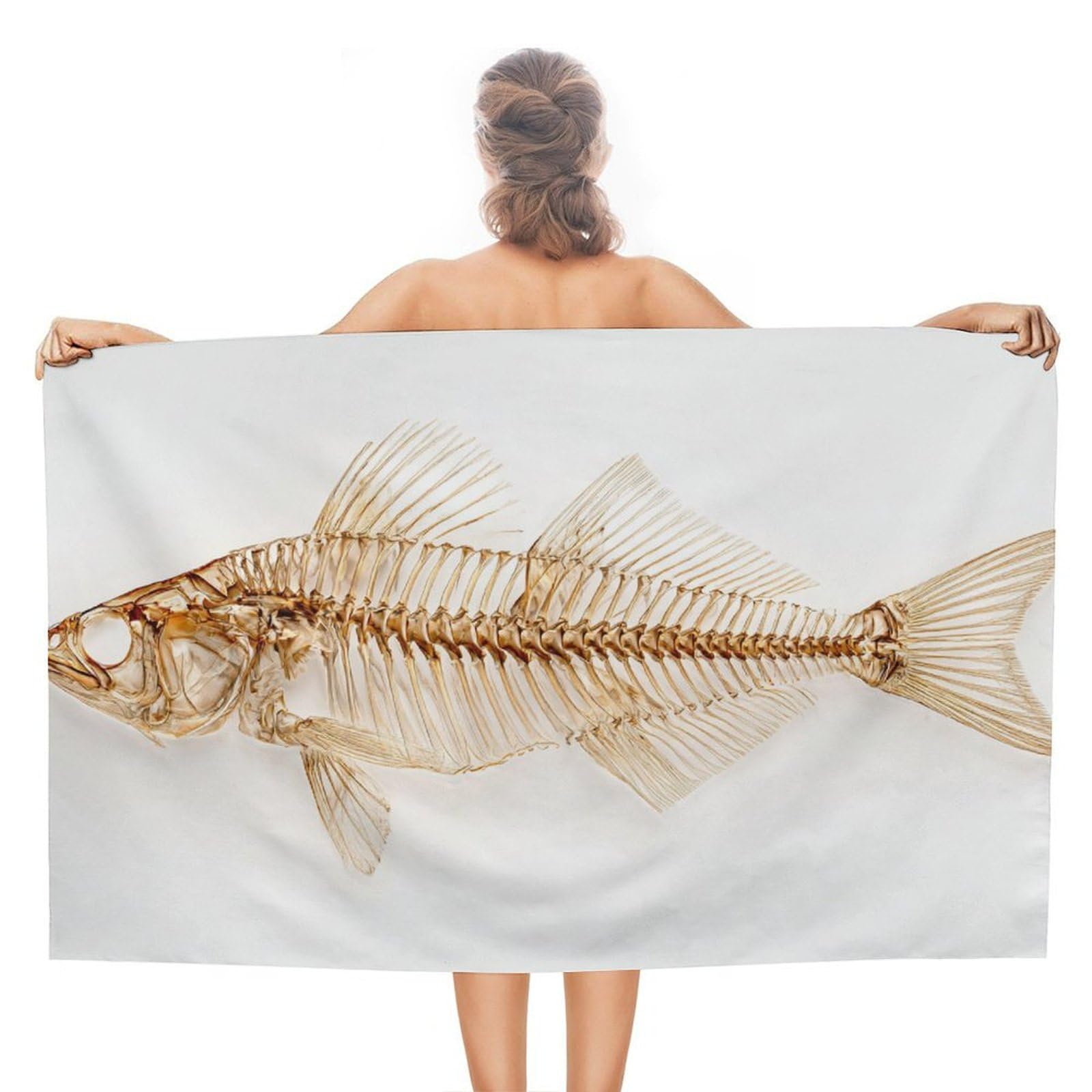 asbwuo Fish Bones on White Beach Towel