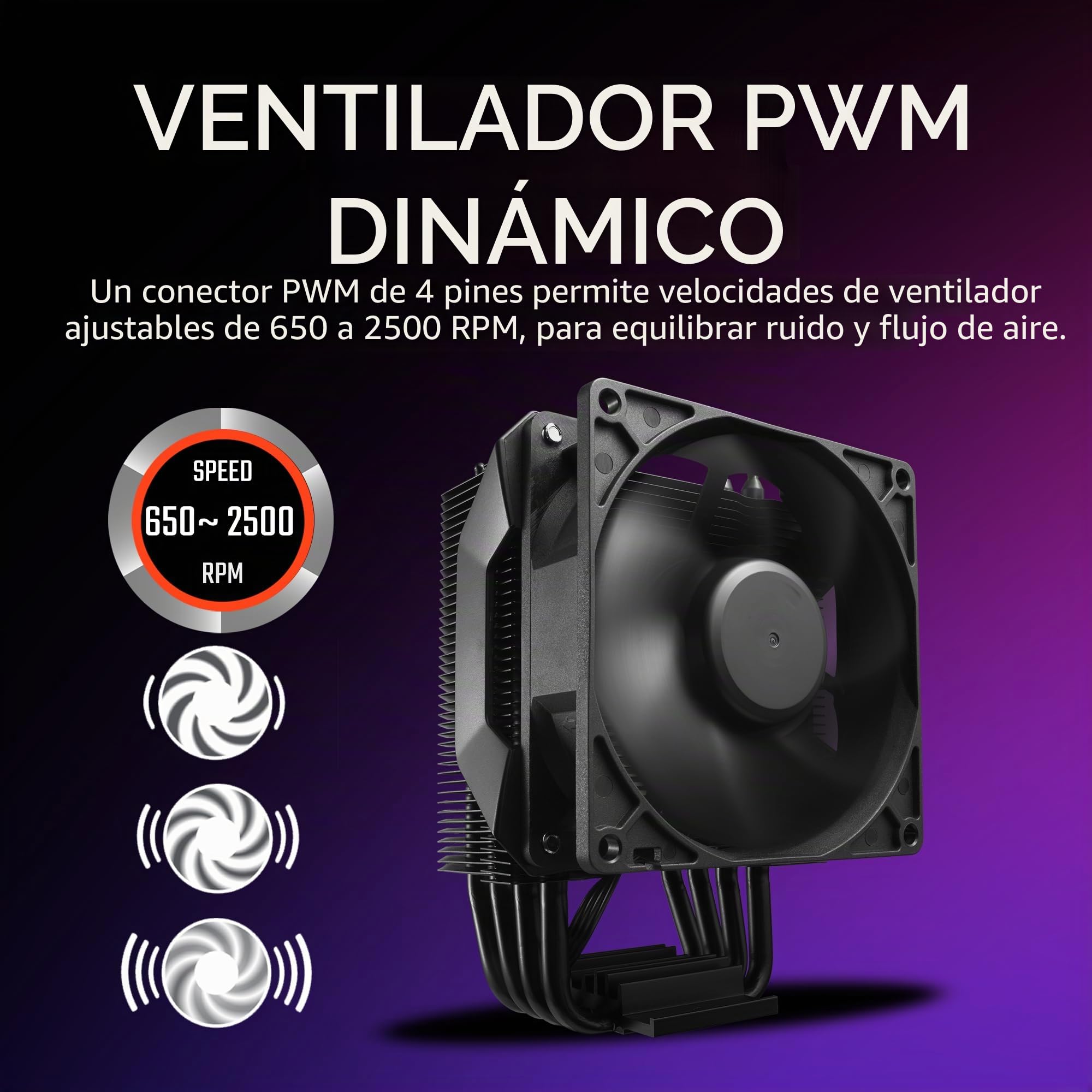 Cooler Master Hyper 411 Nano - Enfriador de aire para CPU, ventilador SickleFlow 92 PWM, 4 tubos de calor de cobre, 136 mm de alto, cubierta superior elegante, soportes AMD Ryzen AM5|AM4, Intel LGA