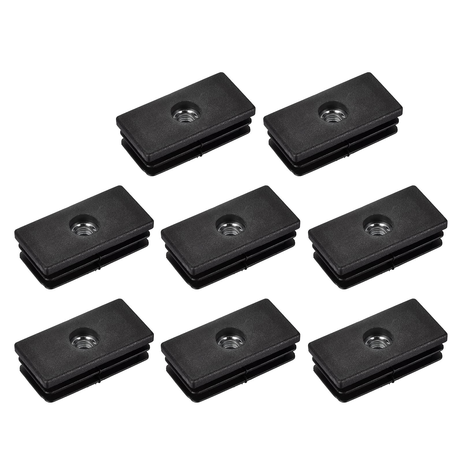Insertos de plástico negro M8 para patas de muebles rectangulares de 1.9 x 1 pulgada
