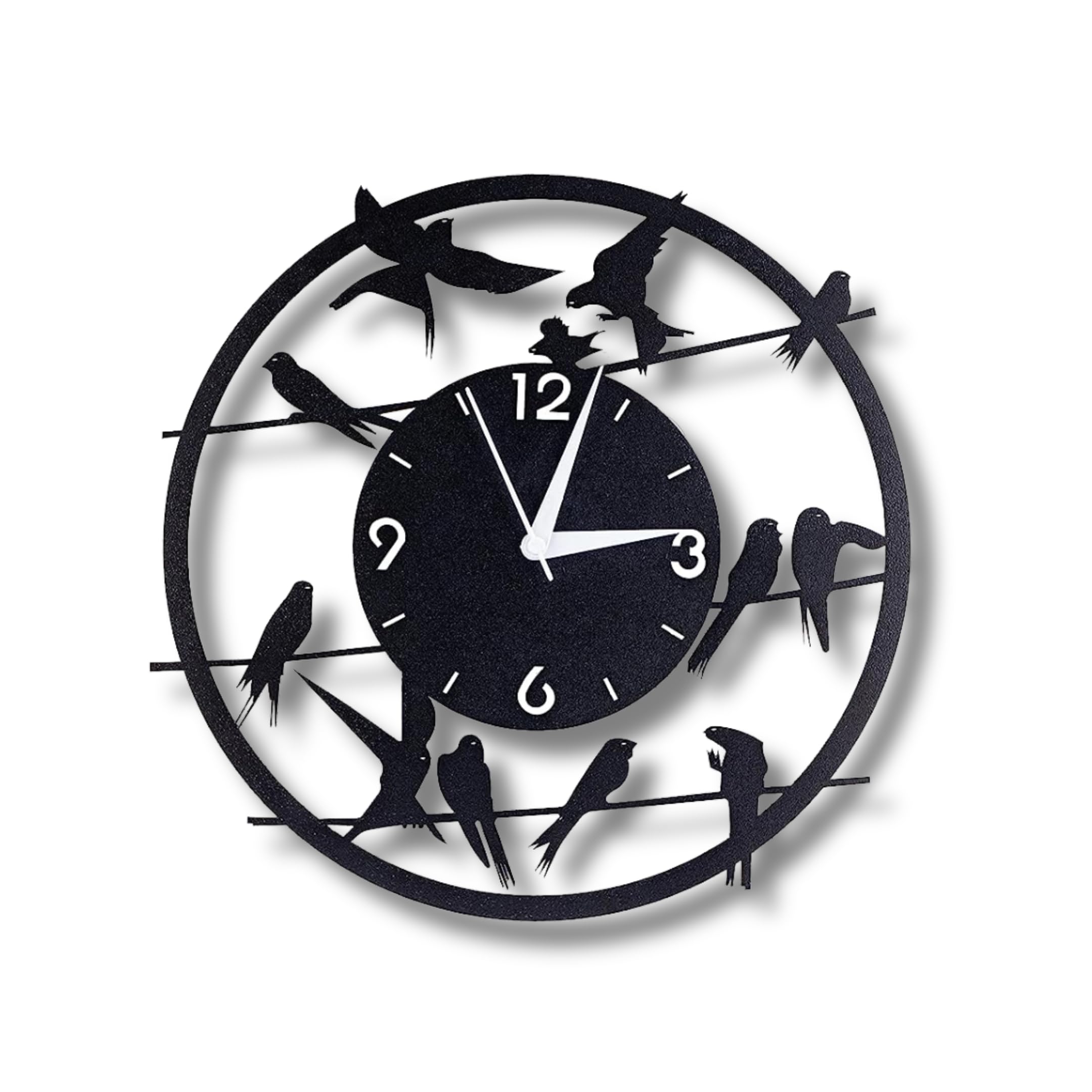 RAP CREATION Birds On Wire Metallic Analog Wall Clock for Home,Office,Living Room,Bedroom,Kids Room & Kitchen | Big Size Stylish Latest Home Decor| (33 X 33 CM) | Black Color (Battery Included) (B0BWRQ2YNT) Amazon Price History, Amazon Price Tracker