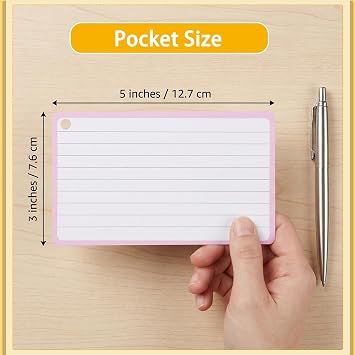 Flash Cards, 200 Pcs Colored A7 Index Cards 3x5 in Ruled Revision Card