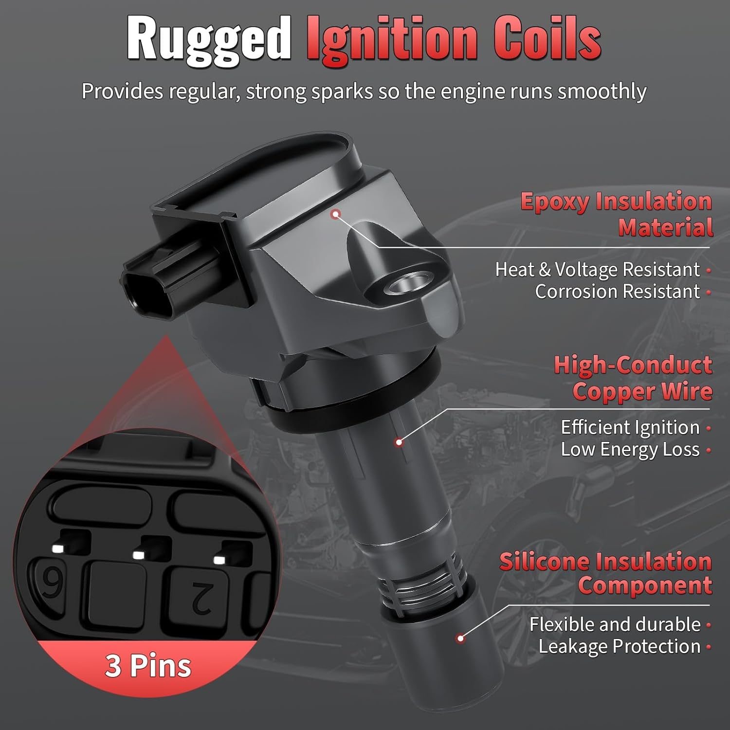 4PCS UF672 Ignition Coil Pack and Spark Plugs - Compatible with Honda & Acura - Civic 2012-2015, HR-V 2016, ILX 2013-2015 - 1.8L 2.0L L4 - Replace 30520R1AA01, 5C1880, GN10421