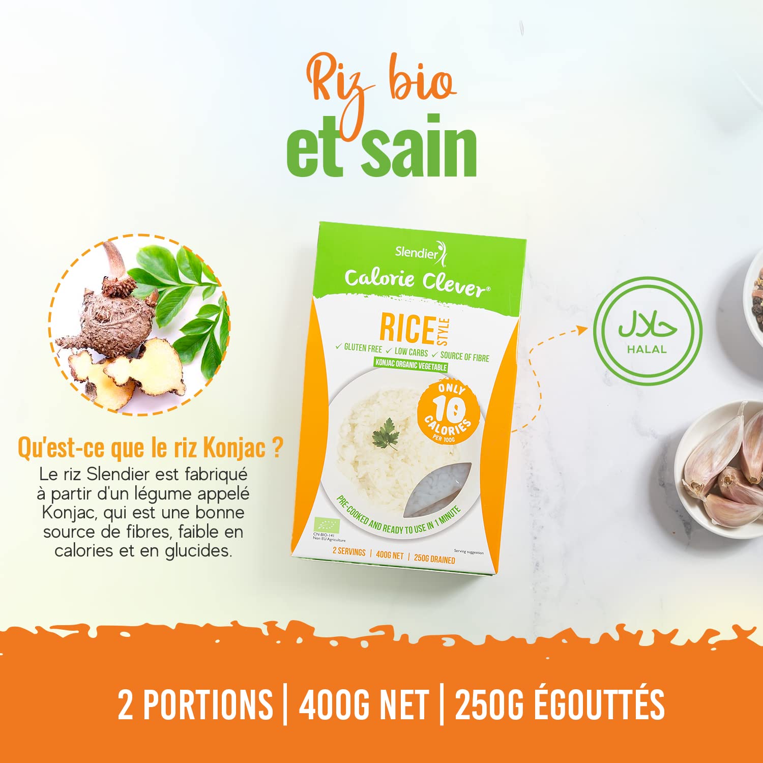 6x Slendier Bio Konjac Riz 6x400g