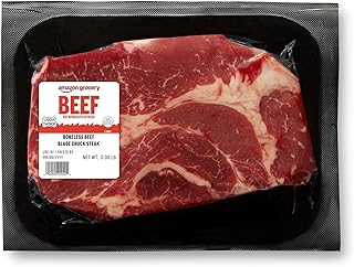 Amazon Grocery, Beef Blade Chuck Steak, Boneless, USDA Choice