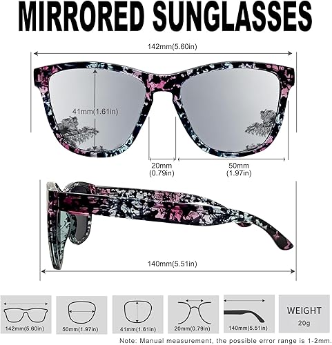 Miniatura 4 de KANASTAL Lentes de sol polarizados para hombres y mujeres, UV400, diseño cuadrado clásico, lentes de sol de moda