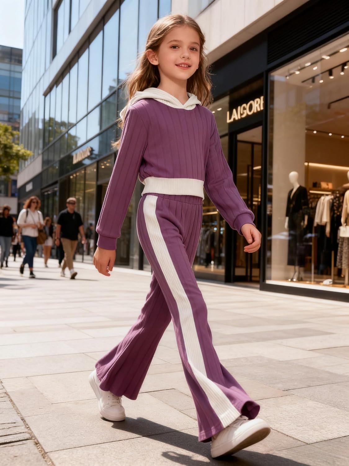 Girls Clothes 2Pcs Long Sleeve Hoodie Pullover Sweatshirt & Pant Girl Fall Winter Outfits Set Size 7-14 - Image 2