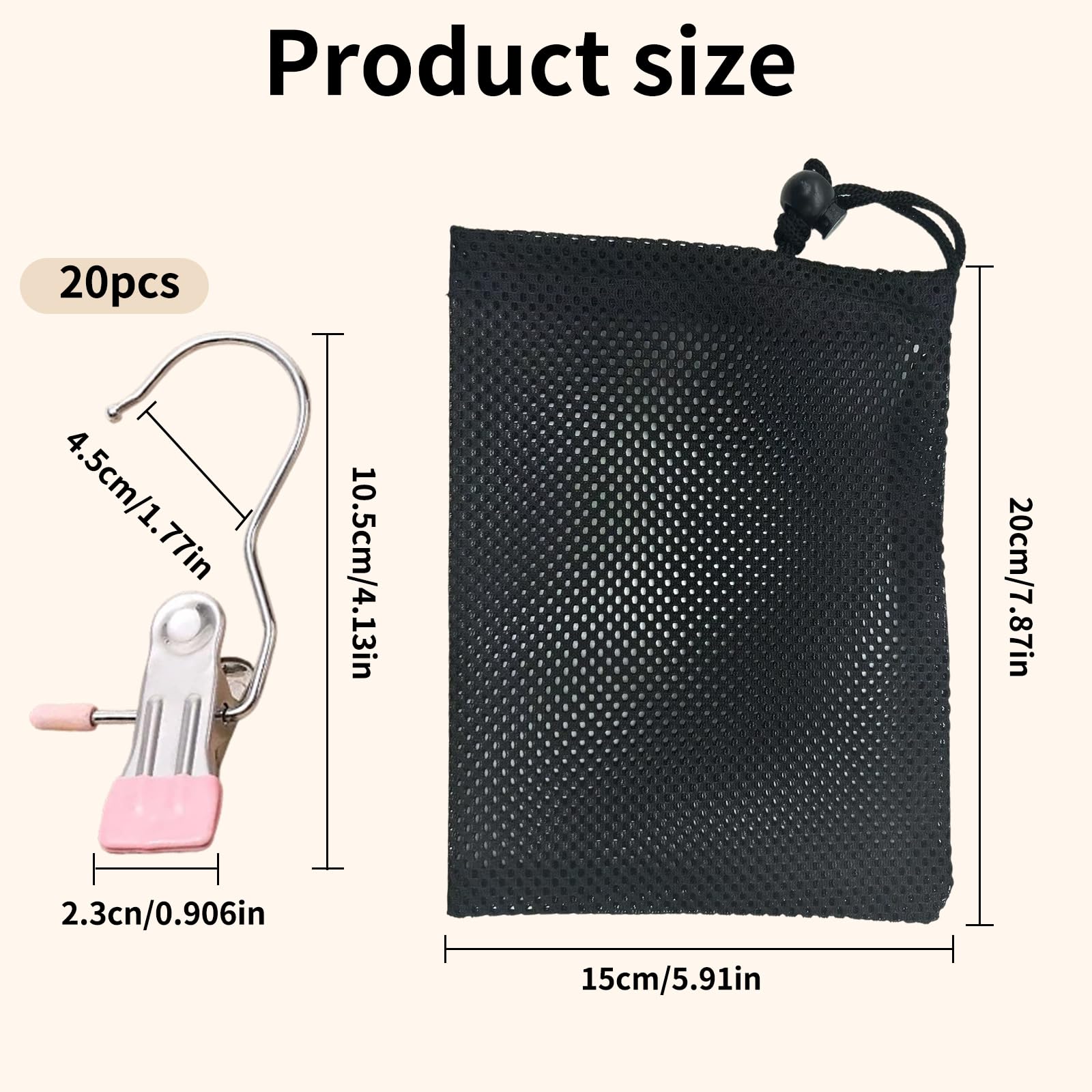 YSDINK 20pcs Portable Laundry Hooks, Non-slip Rotatable Clothes Pegs, Multi-Functional Metal Hangers for Coats Hats, Towels - Image 2