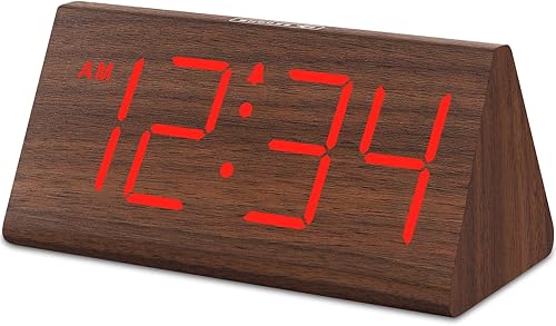 DreamSky Wooden Digital Alarm Clocks for Bedrooms - Electric Desk Clock with Large Numbers, USB Port, Battery Backup Alarm, Adjustable Volume, disponible en Yaxa El Salvador