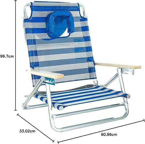 Vista 10 de Ostrich South Beach - Silla de arena, azul/blanco