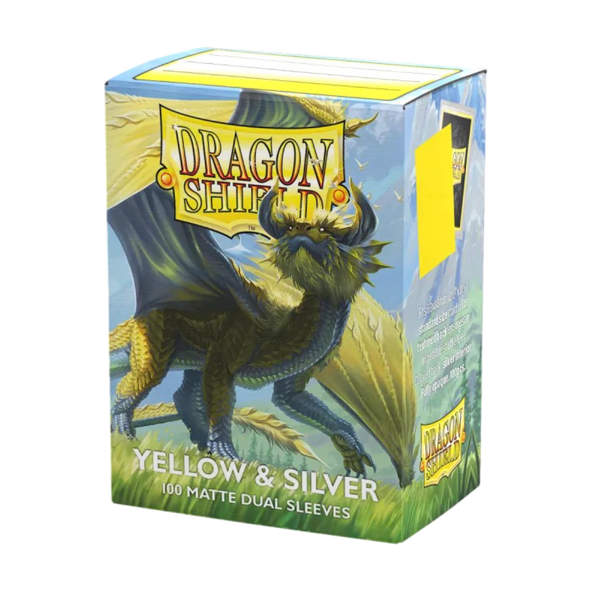Dragon Shield | Matte Dual Standard Size Card Sleeves | 100ct - Smooth & Tough Premium TCG Sleeves - Compatible with Pokemon, One Piece, and Magic: The Gathering | Yellow & Silver — image 1