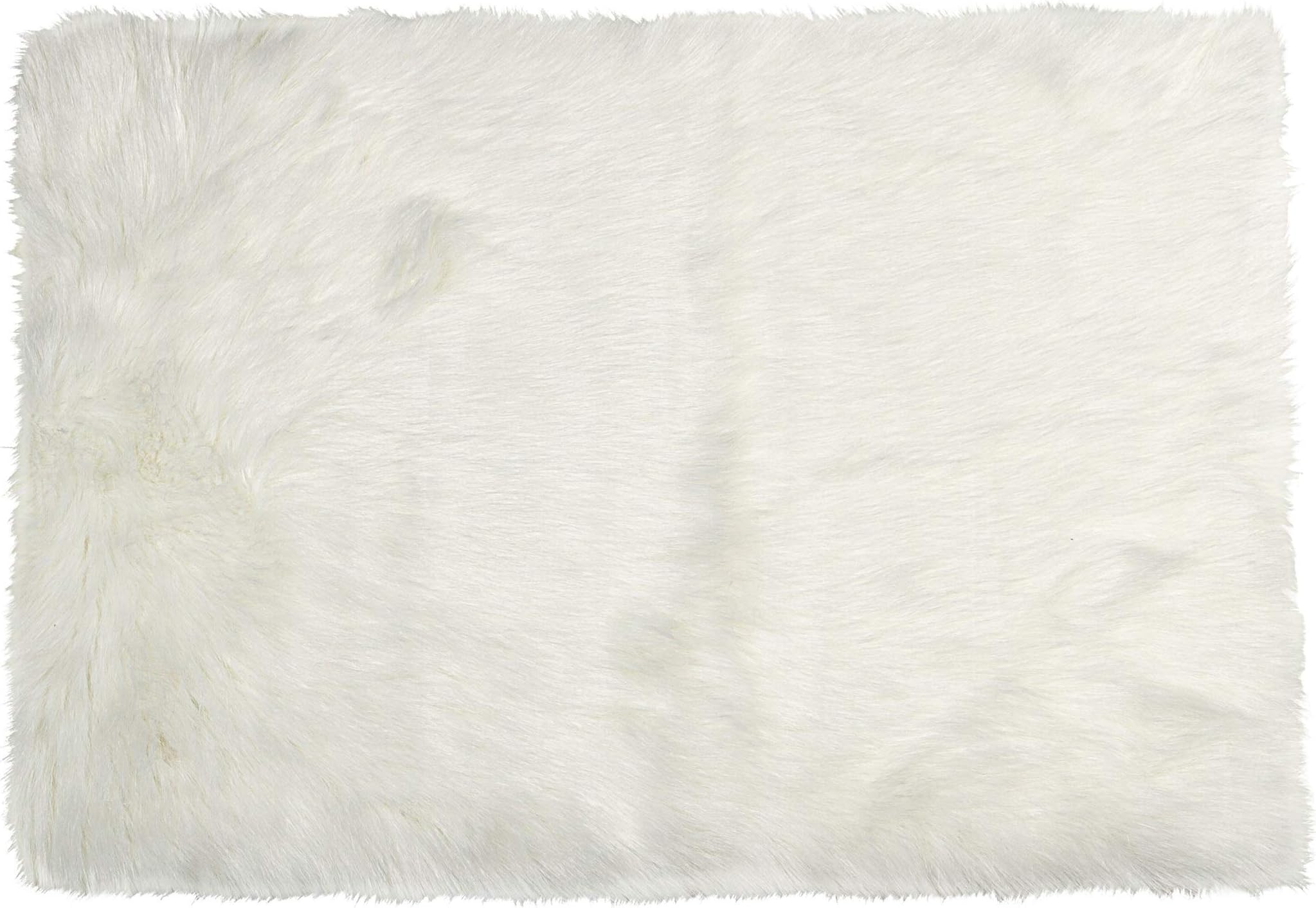 Luxe Faux Fur Hudson Rug with Soft and Fluffy Pile | Machine Washable Living Room Rug with Anti-Slip Backing | Cruelty-Free Area Rugs for Office or Bedroom, Off-White, 2 ft x 3 ft