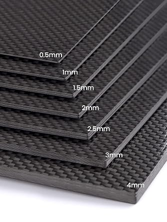 Kalolary Carbon Fiber Board Plate, 3K Real Carbon Fiber Sheets Available in 0.5mm-5mm Plain Weave Twill Weave Carbon Fiber Sheets 100% Glossy Surface Carbon Fiber Sheet (Plain Weave, 240 * 240 * 1mm)
