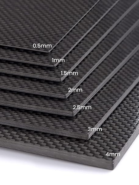 Kalolary Carbon Fiber Board Plate, 3K Real Carbon Fiber Sheets Available in 0.5mm-5mm Plain Weave Twill Weave Carbon Fiber Sheets 100% Glossy Surface Carbon Fiber Sheet (Plain Weave, 240 * 240 * 1mm)