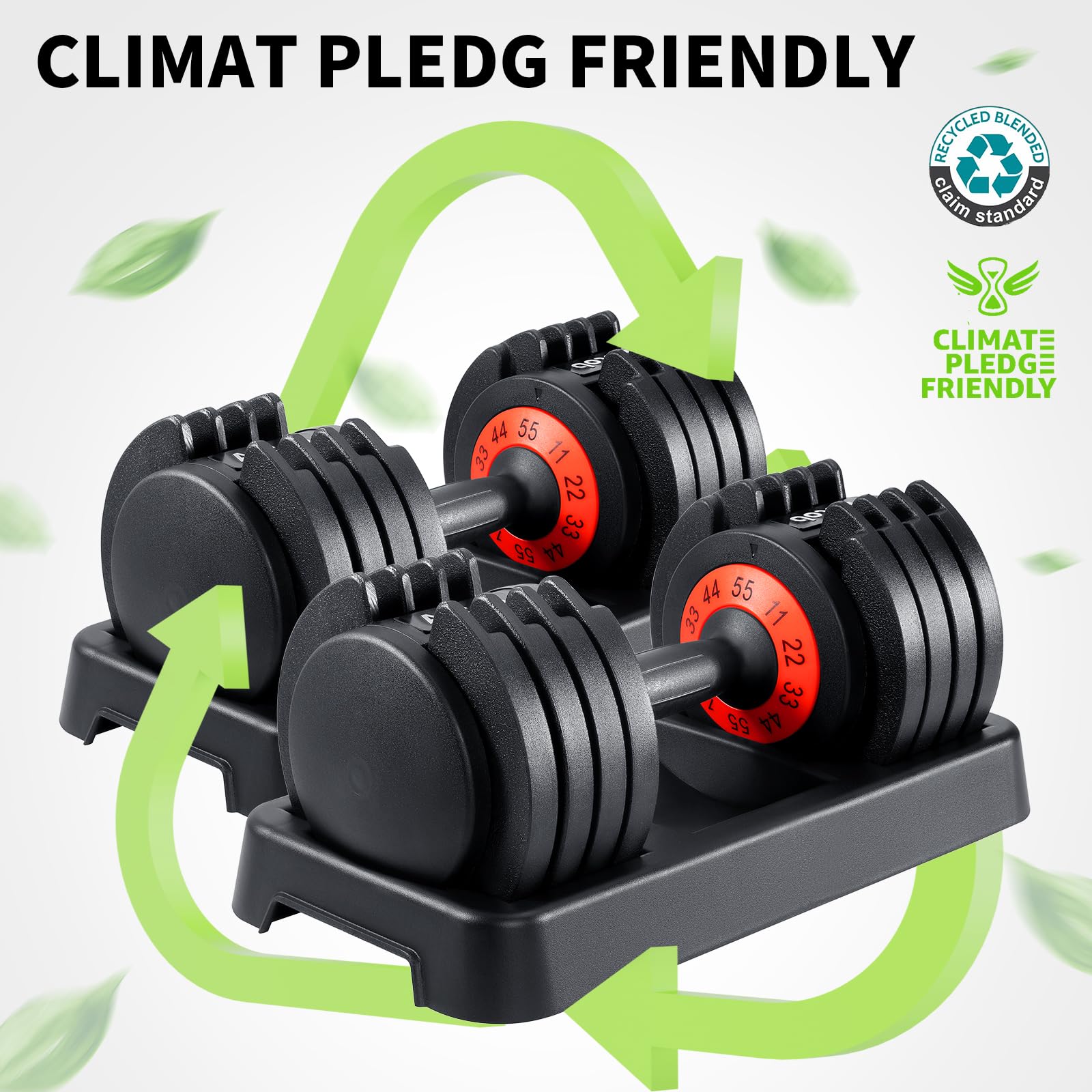 Adjustable Dumbbell Set 25/55 Lbs (Pair) Set of 2 | Fast Weight Adjustment with Anti-Slip Turning Handle, Space-Saving for Home Gym, Strength Training Equipment for Men & Women