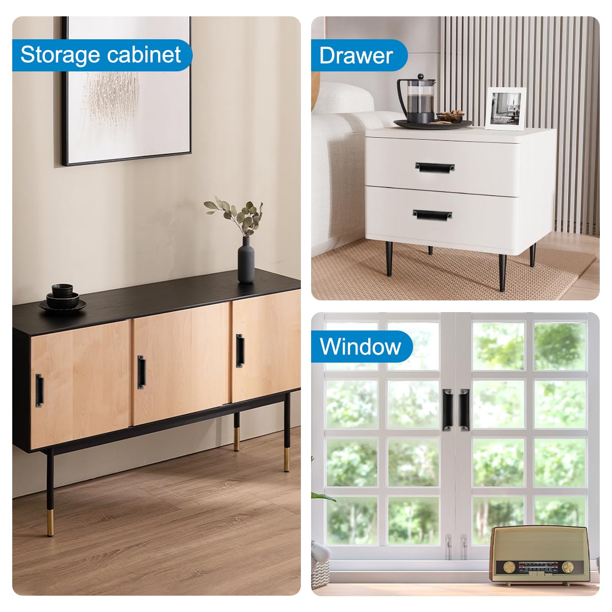 4 Pcs Poignée de Porte de Terrasse, Poignée en Alliage D'aluminium, avec Vis en Acier Inoxydable, Maniglia Della Porta del Balcone, Ensemble de Poignées Polyvalentes et Sûres pour Fenêtres, Cassetti