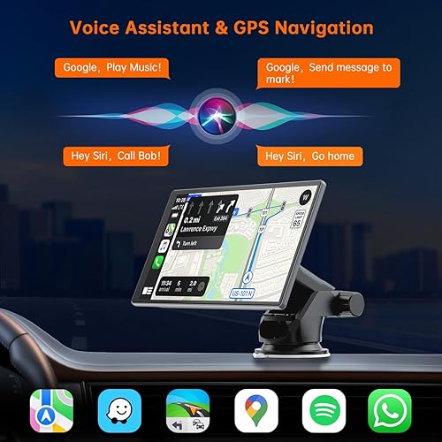 Miniatura 4 de Carplay inalámbrico y Android Auto con cámara de tablero 4K, pantalla portátil Apple Carplay de 9 pulgadas con cámara de respaldo de 1080p,