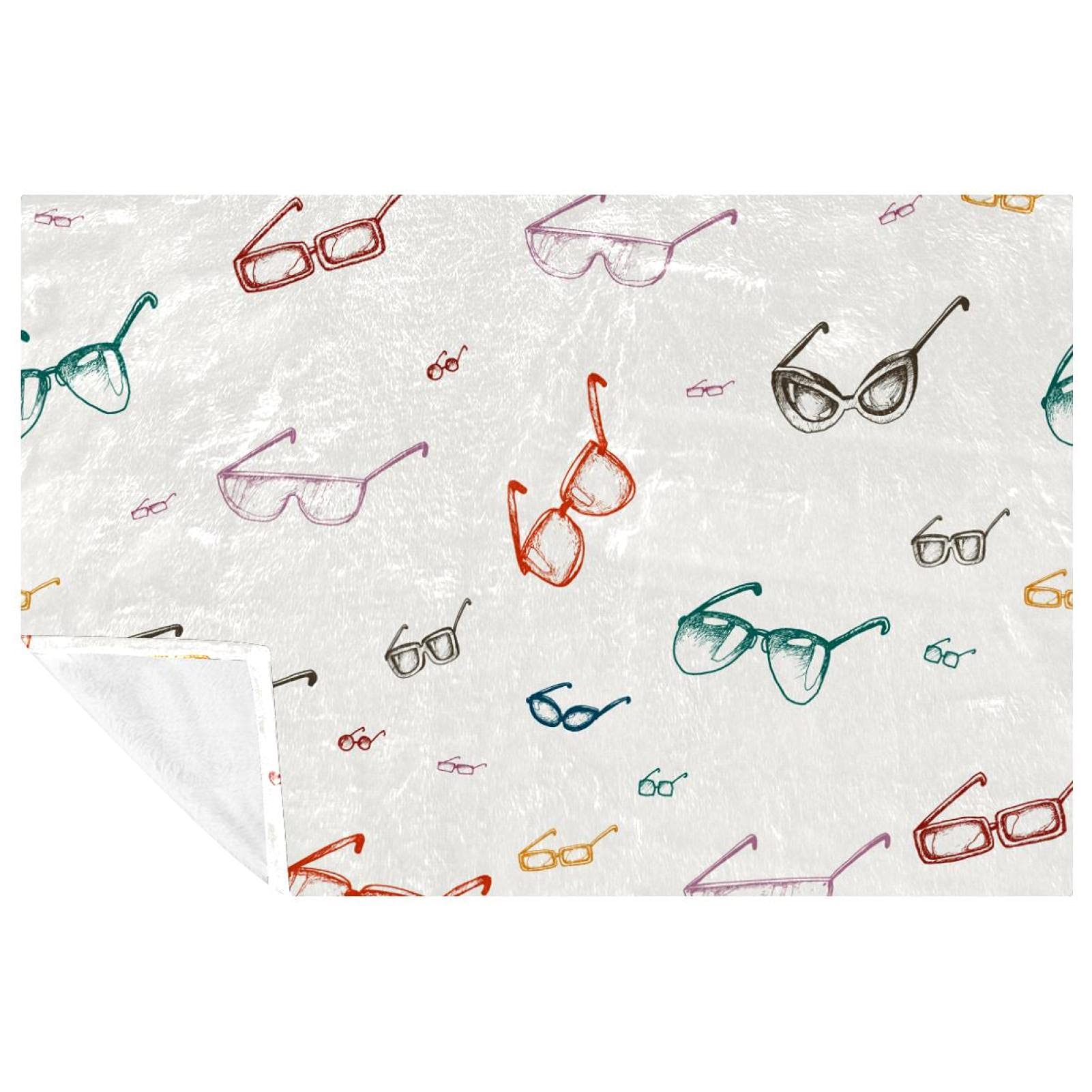 Couverture douce et chaude imprimé lunettes blanches isolante 150x100