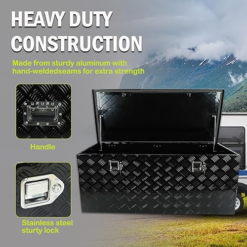 Miniatura 5 de Caja de herramientas chapada en aluminio resistente de 48 pulgadas, caja de herramientas para camioneta, caja de herramientas para remolque, caja de