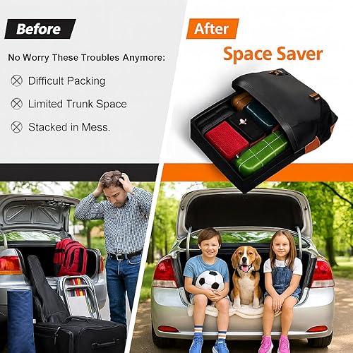Miniatura 7 de Bolsa de techo para automóvil, bolsa de carga para techo de 15 pies cúbicos, impermeable para todos los autos consin estante, incluye alfombrilla