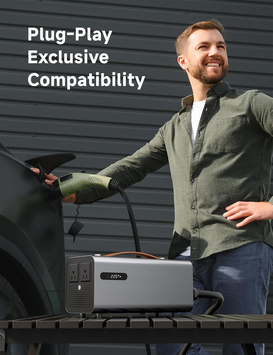 3.5KW NACS EV Discharger V2L Discharge Gun for Tesla Model Y/3/X/S, Max 30A 110V-120V Discharge Device with NEMA 5-15 Adapter, Outdoor Power Supply for Camping, Construction and Emergency Use