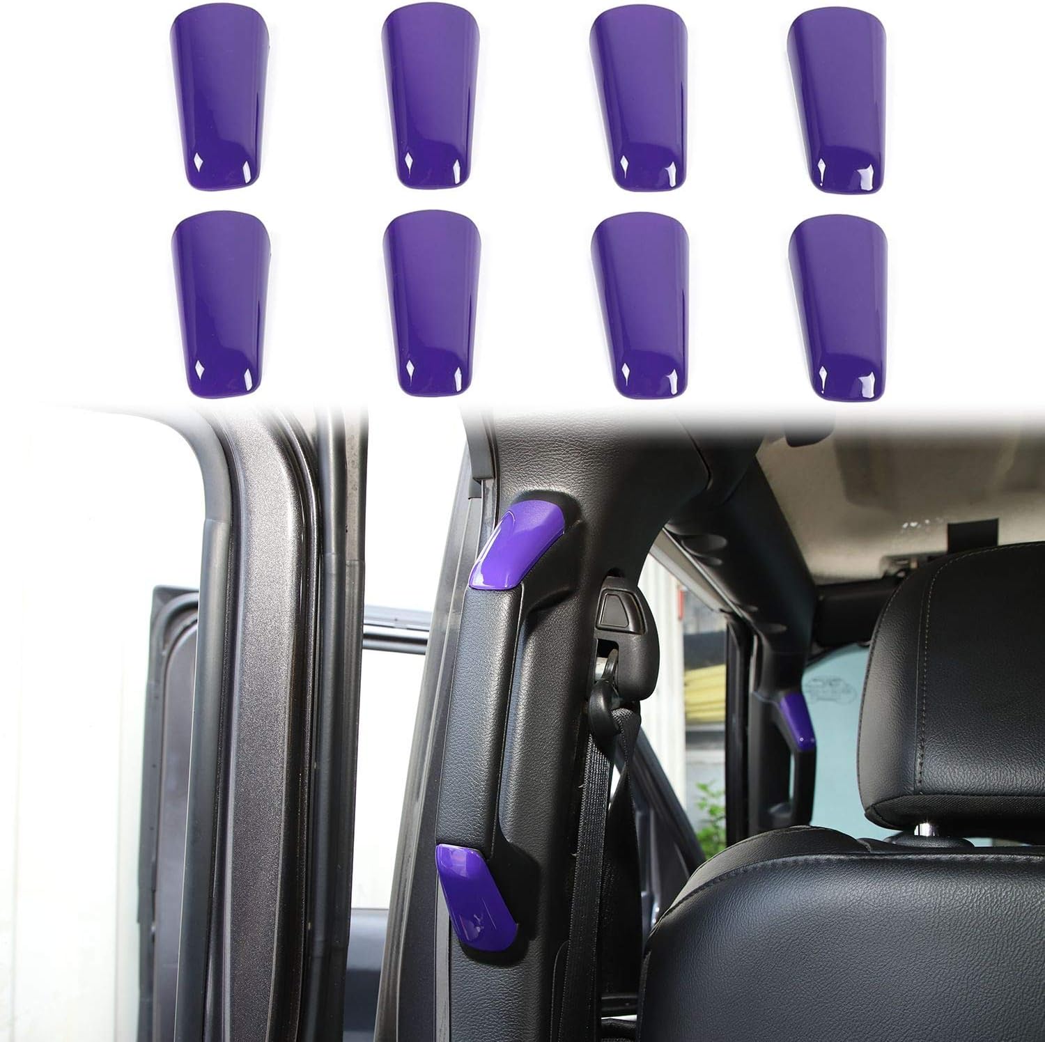 Voodonala for Jeep JL A&B Pillar Grab Handles Trim Cover for 2018-2023+ Jeep Wrangler Accessories JL JLU Gladiator JT 4XE Interior Accessories, ABS Blue 8pcs