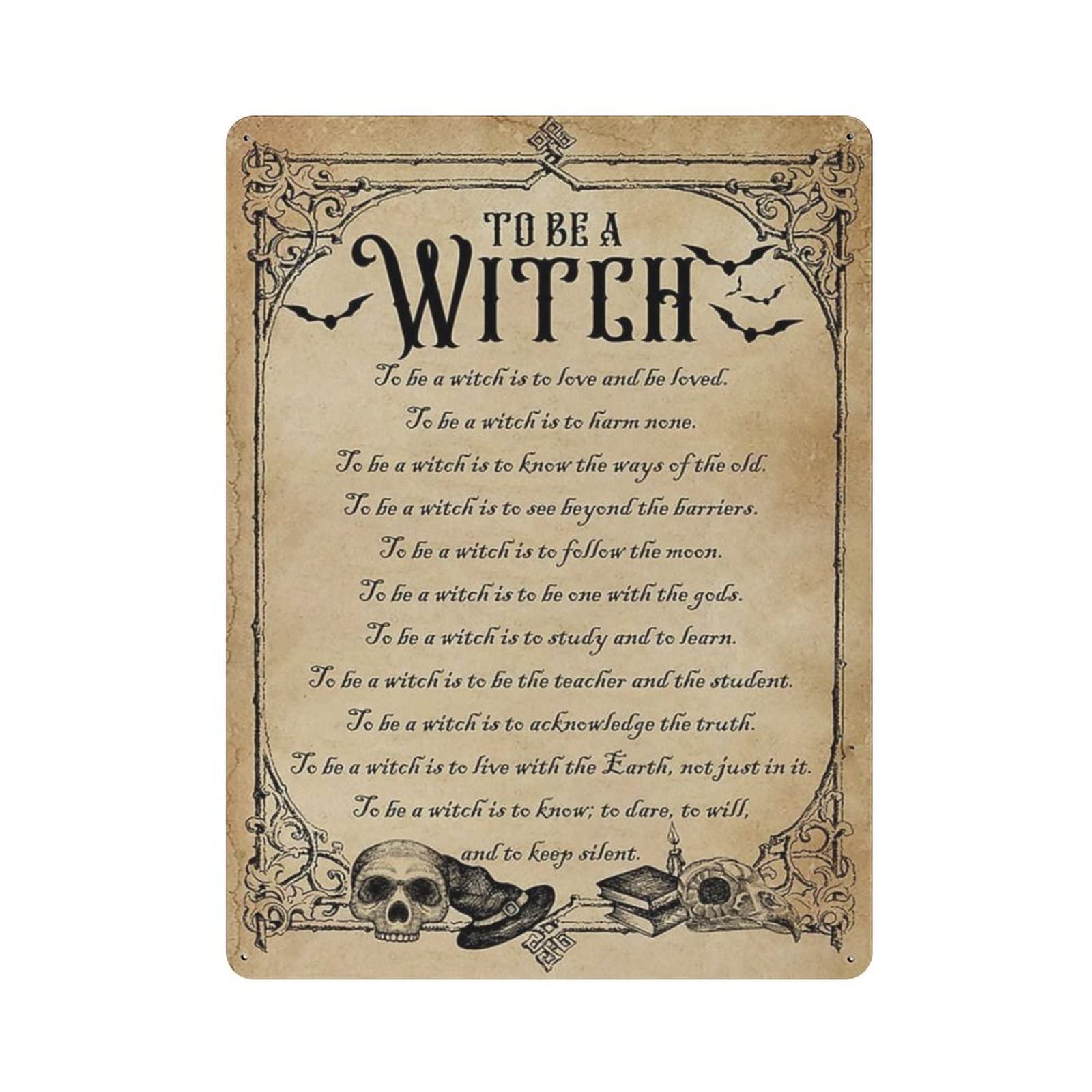 AOOEDM To Be A Witch List Vintage Tin Sign Metal Tin Signs for Man Cave Funny Art Wall Plaque Kitchen Bar Pub Coffee Shop Wall Decor