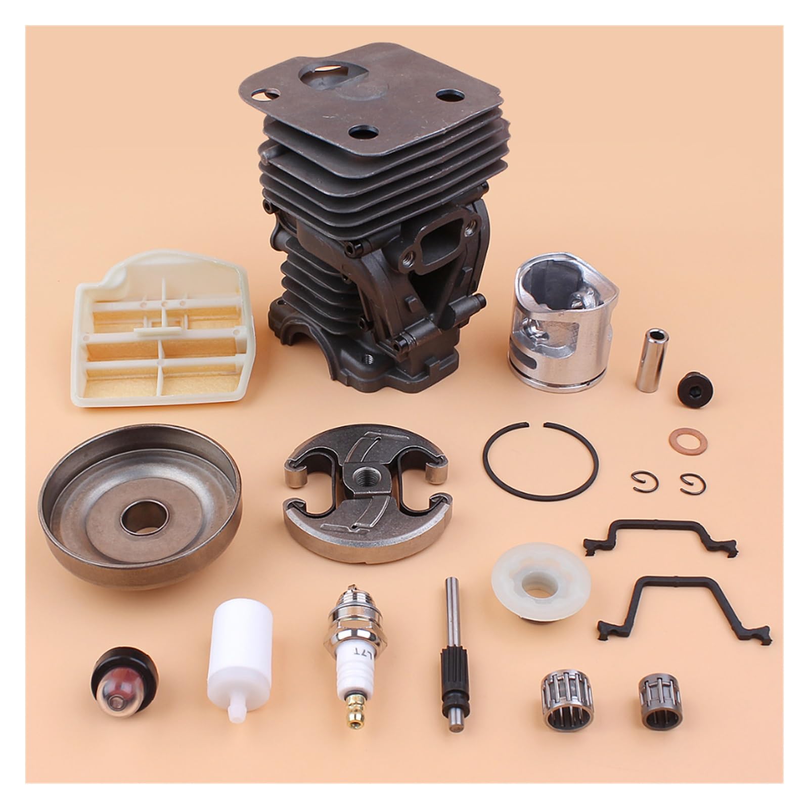 1 Juego de bomba de aceite de filtro de aire de tambor de embrague de pistón de cilindro de 44mm for Husqvarna 450 445 E piezas de Motor de motosierra de gasolina