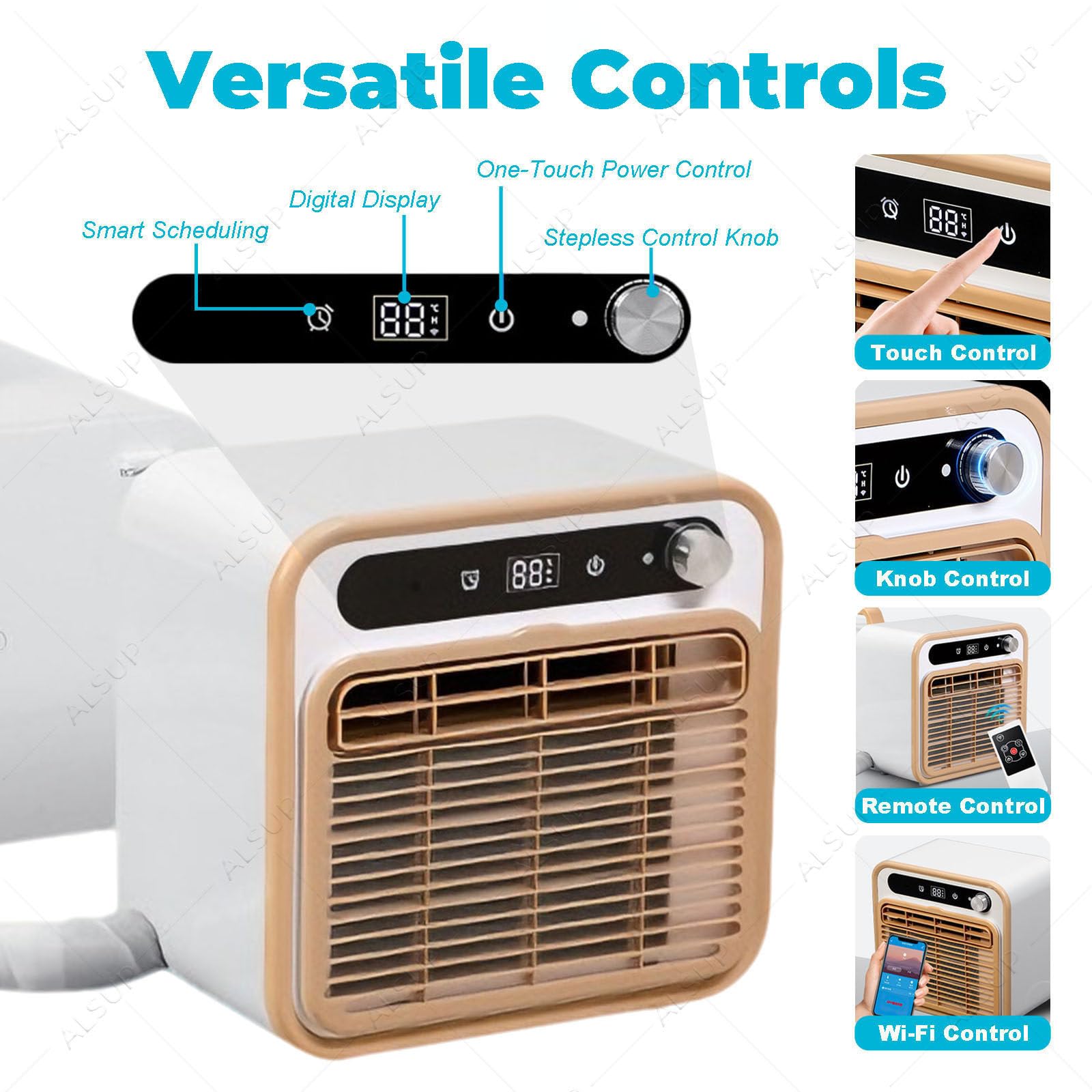 Aire Acondicionado Portátil Split, Refrigeración Rápida 2m | 1500 W, Control Remoto y Wifi, Función Temporizador de 12 h, Peso Ligero de 13 kg, para Caravanas, Camping y Aut