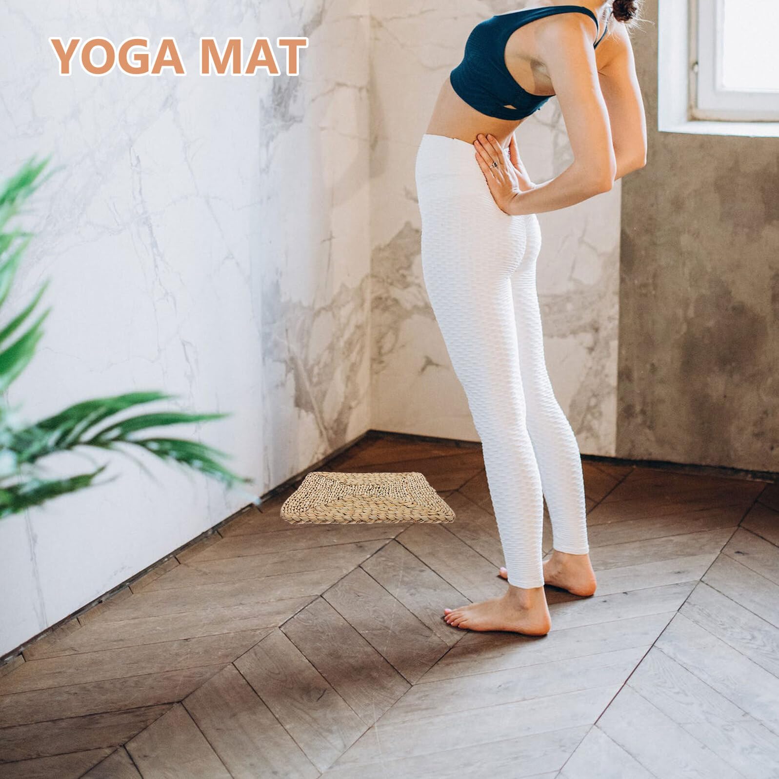 Cuscino Quadrato Intrecciato in Paglia per Yoga Tocco Confortevole e Lavorazione di Adatto per Sala da Pranzo e Uso Domestico