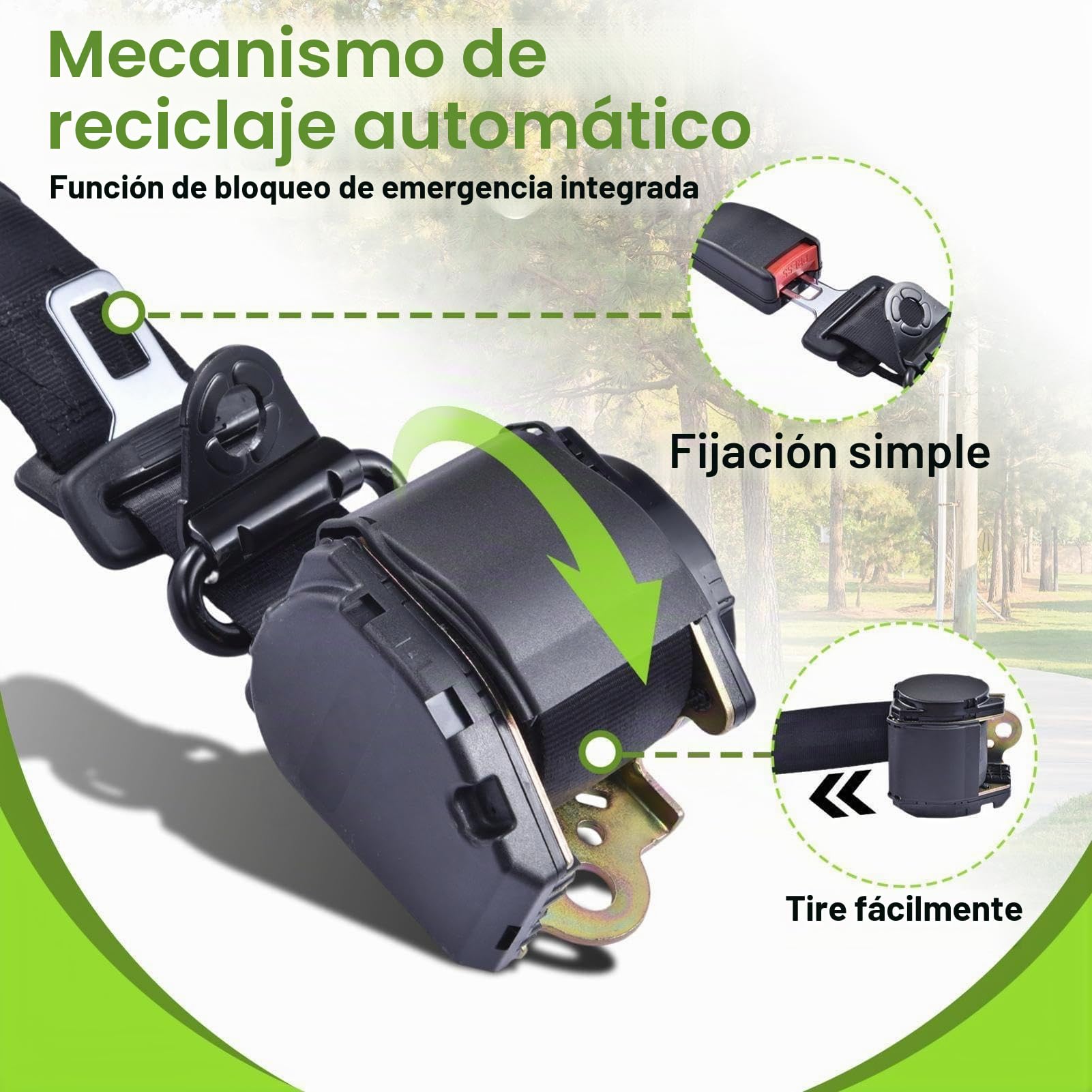 2 piezas de repuesto para cinturón de seguridad, 3 mx 48 mm, universal, automático, de tres puntos, para sedán, camiones, caravanas, vehículos y remolques, asientos delanteros y traseros