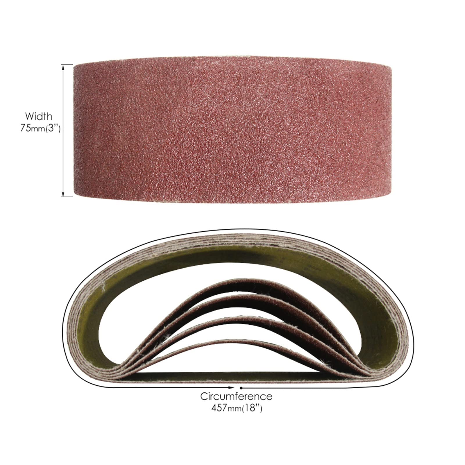 Pas szlifierski 20 sztuk taśma szlifierska różne opakowania 75x457mm 3x18 Cal tlenek glinu do szlifierki taśmowej grys 60 80 120 240 narzędzia obróbki drewna
