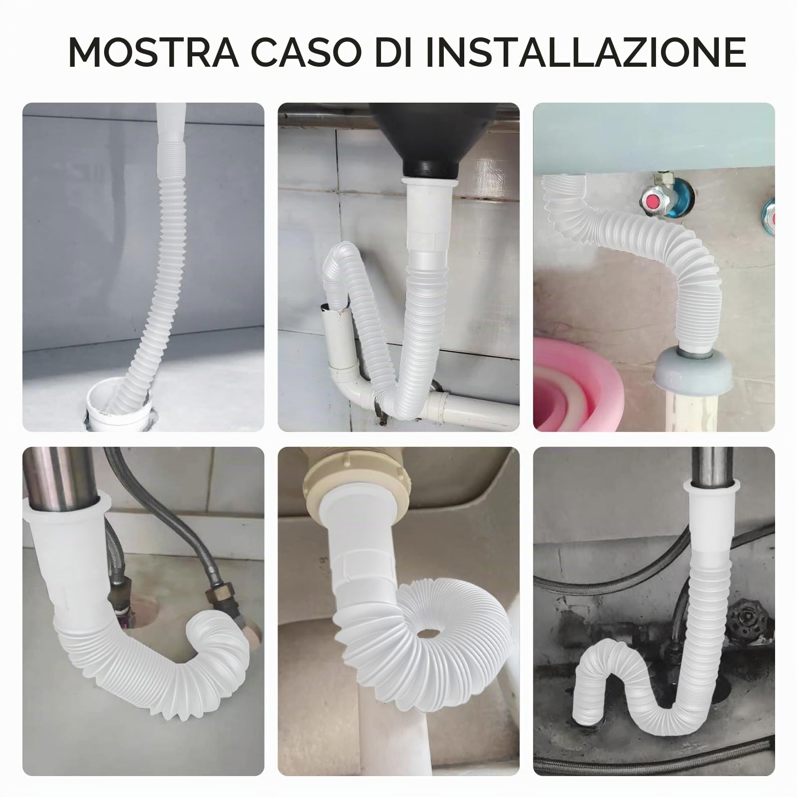 Tubo di scarico ad angolo da 1-1/4 di pollice semplice, flessibile ed espandibile, tubo di prolunga universale in plastica angolare semplice per cucina, bagno, lavandino, fogna, lavandino,