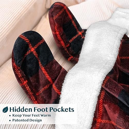 Miniatura 2 de PAVILIA Manta de forro polar con mangas y bolsillos para los pies para mujeres, hombres y adultos, manta con mangas, manta de felpa para dormir,